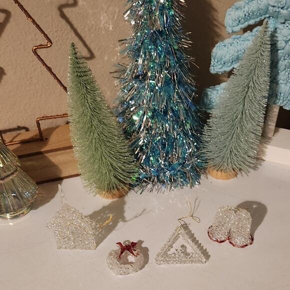 Ornaments vintage antique glass Christmas holiday 4 wreath house bells candle - Picture 2 of 12